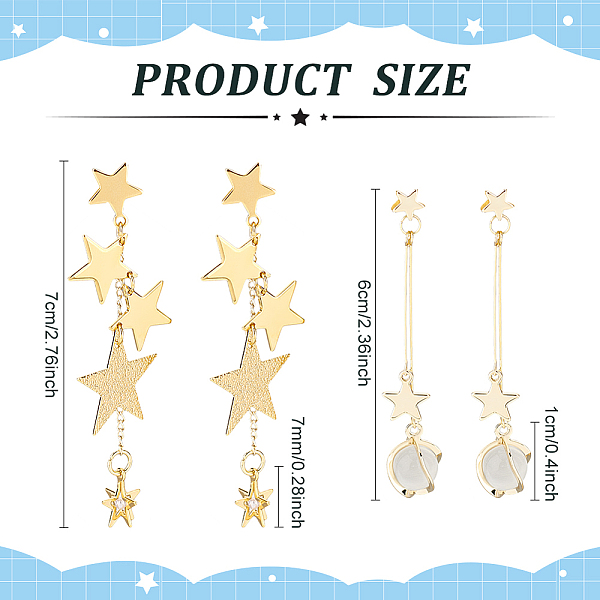 PandaHall ANATTASOUL 2 Pairs 2 Style Cat Eye Planet & Brass Star Asymmetrical Earrings, Tassel Dangle Stud Earrings with Sterling Silver...
PandaHall ANATTASOUL 2 Pairs 2 Style Cat Eye Planet & Brass Star Asymmetrical Earrings, Tassel Dangle Stud Earrings with Sterling Silver...