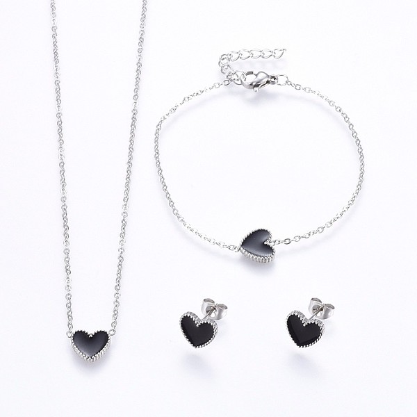 PandaHall 304 Stainless Steel Jewelry Sets, Pendant Necklaces & Stud Earrings & Bracelets, with Enamel, Heart, Stainless Steel Color, 16.93...
PandaHall 304 Stainless Steel Jewelry Sets, Pendant Necklaces & Stud Earrings & Bracelets, with Enamel, Heart, Stainless Steel Color, 16.93...