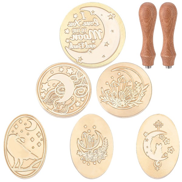 PandaHall CRASPIRE DIY Scrapbook, Including 6Pcs Brass Wax Seal Stamp Heads and 2Pcs Pear Wood Handle, Moon & Bird Pattern, Golden, Stamp..., Brown
PandaHall CRASPIRE DIY Scrapbook, Including 6Pcs Brass Wax Seal Stamp Heads and 2Pcs Pear Wood Handle, Moon & Bird Pattern, Golden, Stamp..., Brown
