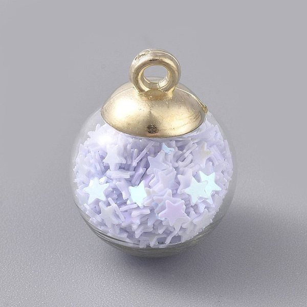 PandaHall Glass Ball Pendants, with Star Glitter Sequins and Golden Plated CCB Plastic Cup Peg Bails, Round, Lavender, 20.5x15mm, Hole..., Purple
PandaHall Glass Ball Pendants, with Star Glitter Sequins and Golden Plated CCB Plastic Cup Peg Bails, Round, Lavender, 20.5x15mm, Hole..., Purple