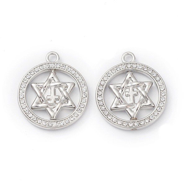 PandaHall Alloy Rhinestone Pendants, Lead Free & Cadmium Free, Flat Round with Star of David Charms, Platinum, 29x25x4mm, Hole: 2.5mm..., Clear
PandaHall Alloy Rhinestone Pendants, Lead Free & Cadmium Free, Flat Round with Star of David Charms, Platinum, 29x25x4mm, Hole: 2.5mm..., Clear