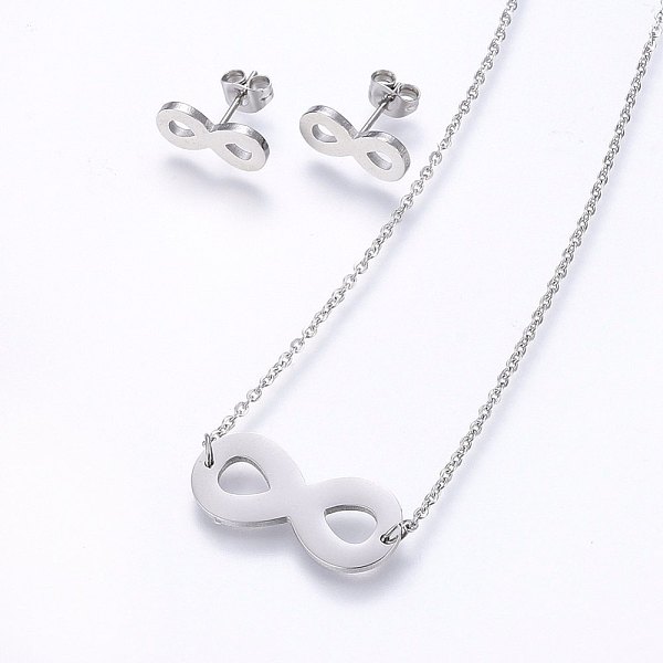 PandaHall 304 Stainless Steel Jewelry Sets, Stud Earrings and Pendant Necklaces, Infinity, Stainless Steel Color, Necklace: 18.9 inch(48cm)...
PandaHall 304 Stainless Steel Jewelry Sets, Stud Earrings and Pendant Necklaces, Infinity, Stainless Steel Color, Necklace: 18.9 inch(48cm)...