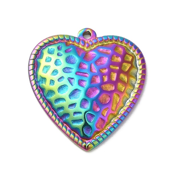 PandaHall Ion Plating(IP) 304 Stainless Steel Pendants, Textured, Heart Charm, Rainbow Color, 27x25x3.5mm, Hole: 1.6mm 304 Stainless Steel...
PandaHall Ion Plating(IP) 304 Stainless Steel Pendants, Textured, Heart Charm, Rainbow Color, 27x25x3.5mm, Hole: 1.6mm 304 Stainless Steel...