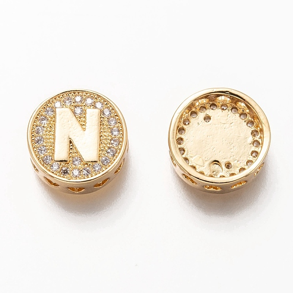 PandaHall Golden Plated Brass Micro Pave Cubic Zirconia Multi-Strand Links, Flat Round with Letter, Letter.N, 12x4.5mm, Hole: 2mm..., Clear
PandaHall Golden Plated Brass Micro Pave Cubic Zirconia Multi-Strand Links, Flat Round with Letter, Letter.N, 12x4.5mm, Hole: 2mm..., Clear