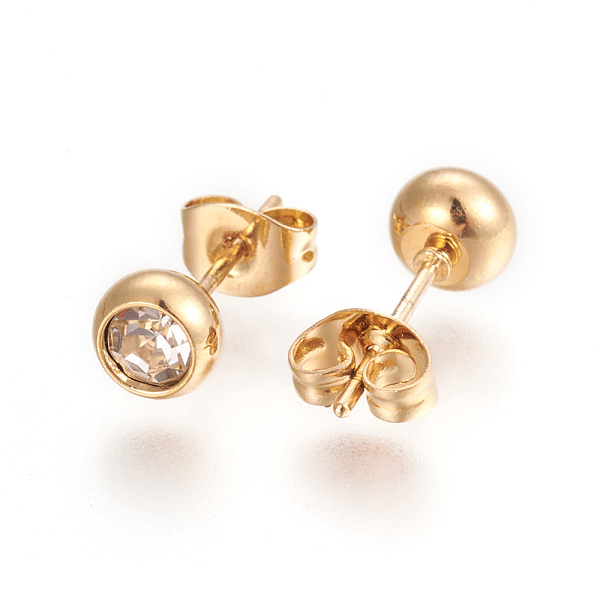 PandaHall 304 Stainless Steel Ear Studs, with Rhinestone, Flat Round, Crystal, Golden, 15mm, Pin: 0.6mm Rhinestone Flat Round Clear
PandaHall 304 Stainless Steel Ear Studs, with Rhinestone, Flat Round, Crystal, Golden, 15mm, Pin: 0.6mm Rhinestone Flat Round Clear