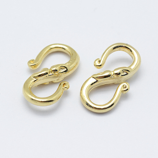 PandaHall Brass S-Hook Clasps, Long-Lasting Plated, Real 18K Gold Plated, Nickel Free, 13.5x8x3mm Brass
PandaHall Brass S-Hook Clasps, Long-Lasting Plated, Real 18K Gold Plated, Nickel Free, 13.5x8x3mm Brass