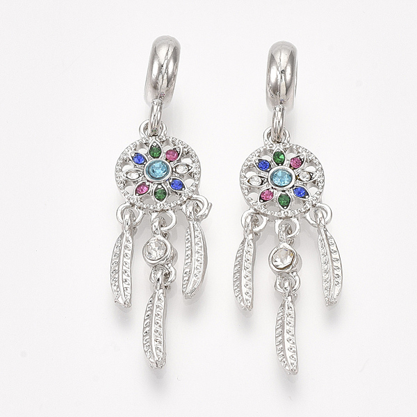 PandaHall Alloy European Dangle Charms, with Rhinestone, Large Hole Pendants, Woven Net/Web with Feather, Platinum, Colorful, 44mm, Hole..., Multicolor
PandaHall Alloy European Dangle Charms, with Rhinestone, Large Hole Pendants, Woven Net/Web with Feather, Platinum, Colorful, 44mm, Hole..., Multicolor