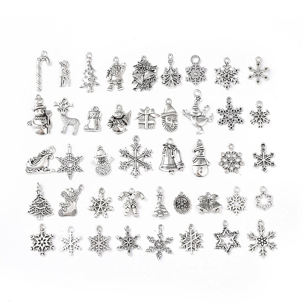 PandaHall Tibetan Style Alloy Pendants, Christmas Theme Mixed Shapes Charms, Antique Silver, 16~28.5x7~22x2.5~3.5mm, Hole: 1.5mm, 40pcs/set...
PandaHall Tibetan Style Alloy Pendants, Christmas Theme Mixed Shapes Charms, Antique Silver, 16~28.5x7~22x2.5~3.5mm, Hole: 1.5mm, 40pcs/set...