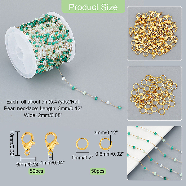 PandaHall About 16.40 Feet/5m Faceted Crystal Rosary Beads Chain, Glass Round Beaded Gold Jewlelry Chain with Lobster Clasps and Jump Rings..., Green
PandaHall About 16.40 Feet/5m Faceted Crystal Rosary Beads Chain, Glass Round Beaded Gold Jewlelry Chain with Lobster Clasps and Jump Rings..., Green