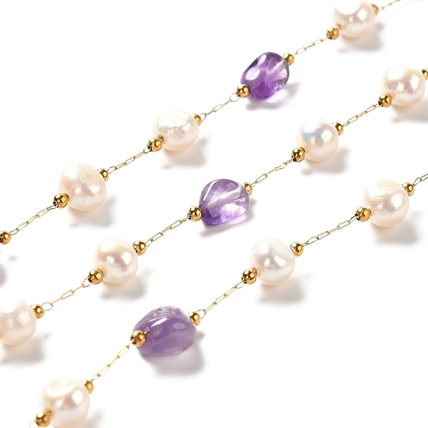 PandaHall Natural Pearl & Amethyst Beaded Chains, with Stainless Steel Findings, Long-Lasting Plated, Soldered, Golden, 5~9.5x4~8x2~5mm...
PandaHall Natural Pearl & Amethyst Beaded Chains, with Stainless Steel Findings, Long-Lasting Plated, Soldered, Golden, 5~9.5x4~8x2~5mm...