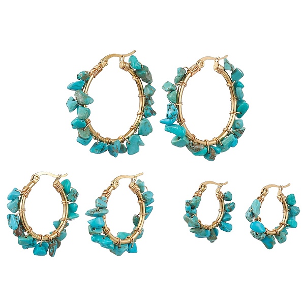 PandaHall 3 Pairs 3 Size Natural Dyed Howlite Chips Hoop Earrings, 304 Stainless Steel Wire Wrap Earrings, 23~35x5~8.5mm, 1 Pair/size...
PandaHall 3 Pairs 3 Size Natural Dyed Howlite Chips Hoop Earrings, 304 Stainless Steel Wire Wrap Earrings, 23~35x5~8.5mm, 1 Pair/size...
