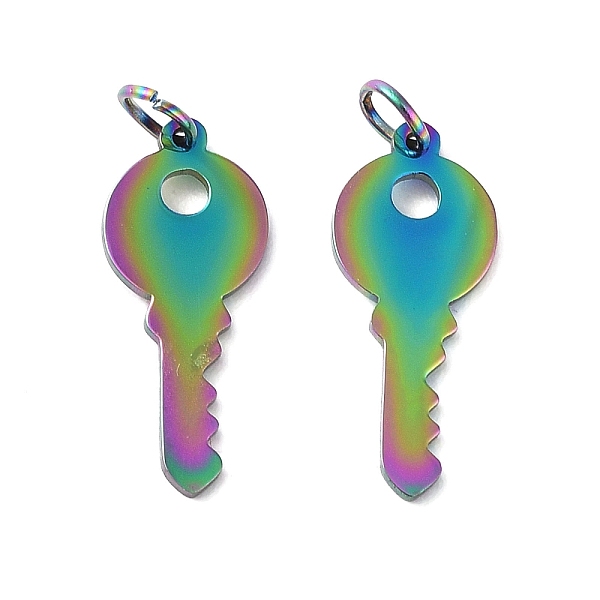 PandaHall Ion Plating(IP) 304 Stainless Steel Charms, Laser Cut, with Jump Rings, Key, Rainbow Color, 15x6x0.7mm, Jump Ring: 3x0.4mm, 2.2mm...
PandaHall Ion Plating(IP) 304 Stainless Steel Charms, Laser Cut, with Jump Rings, Key, Rainbow Color, 15x6x0.7mm, Jump Ring: 3x0.4mm, 2.2mm...