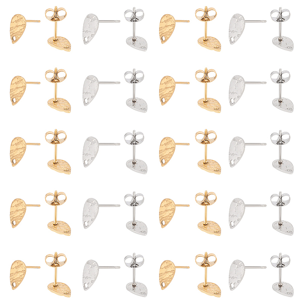 PandaHall Unicraftale 40Pcs 2 Colors 304 Stainless Steel Stud Earring Findings, with Hole, Textured Teardrop, Golden & Stainless Steel Color...
PandaHall Unicraftale 40Pcs 2 Colors 304 Stainless Steel Stud Earring Findings, with Hole, Textured Teardrop, Golden & Stainless Steel Color...