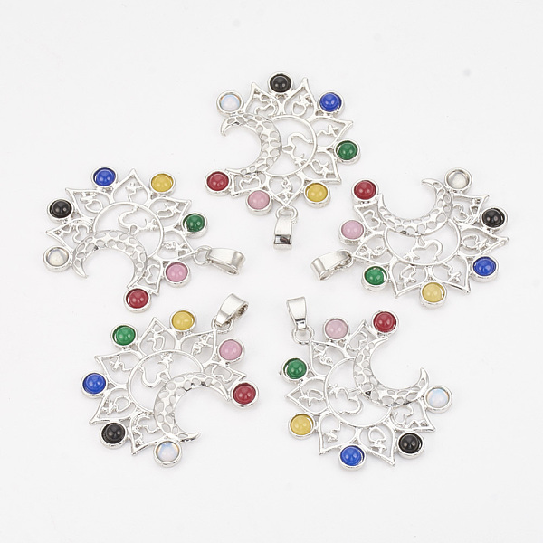PandaHall Chakra Jewelry, Alloy Gemstone Pendants, Moon, Platinum, 39x35x3.5mm, Hole: 6x3mm Alloy Moon Multicolor
PandaHall Chakra Jewelry, Alloy Gemstone Pendants, Moon, Platinum, 39x35x3.5mm, Hole: 6x3mm Alloy Moon Multicolor