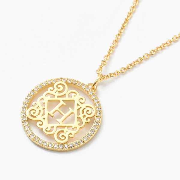 PandaHall Brass Micro Pave Clear Cubic Zirconia Pendant Necklaces, Flat Round with Letter, Real 18K Gold Plated, Letter.H, 16.14~17.20 inch...
PandaHall Brass Micro Pave Clear Cubic Zirconia Pendant Necklaces, Flat Round with Letter, Real 18K Gold Plated, Letter.H, 16.14~17.20 inch...