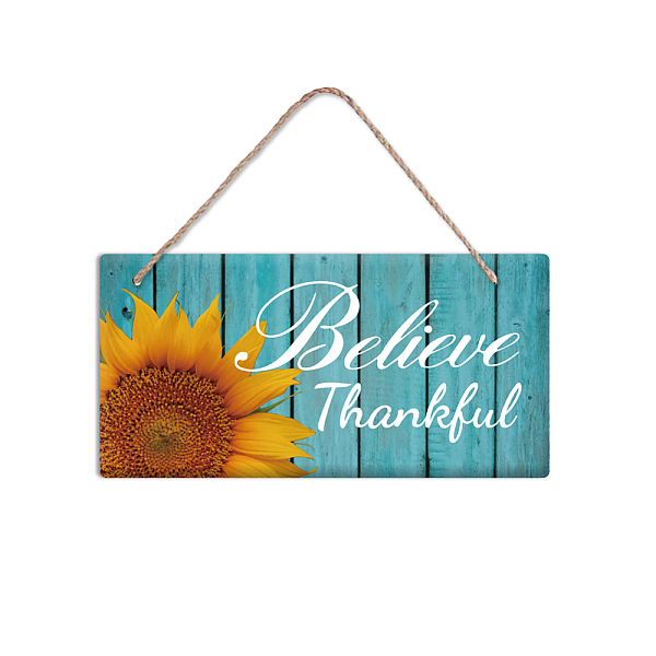 PandaHall PVC Plastic Hanging Wall Decorations, with Jute Twine, Rectangle with Word Believe Thankful, Colorful, Sunflower Pattern...
PandaHall PVC Plastic Hanging Wall Decorations, with Jute Twine, Rectangle with Word Believe Thankful, Colorful, Sunflower Pattern...