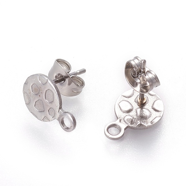 PandaHall 304 Stainless Steel Stud Earring Findings, with Loop, Ear Nuts, Textured Flat Round, Stainless Steel Color, 11.5x8x0.8mm, Hole...
PandaHall 304 Stainless Steel Stud Earring Findings, with Loop, Ear Nuts, Textured Flat Round, Stainless Steel Color, 11.5x8x0.8mm, Hole...