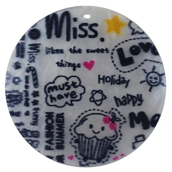 PandaHall Printed Shell Big Pendants, Flat Round, Black, Size: about 50mm in diameter, 0.5mm thick, hole: 1mm Freshwater Shell Flat Round...
PandaHall Printed Shell Big Pendants, Flat Round, Black, Size: about 50mm in diameter, 0.5mm thick, hole: 1mm Freshwater Shell Flat Round...