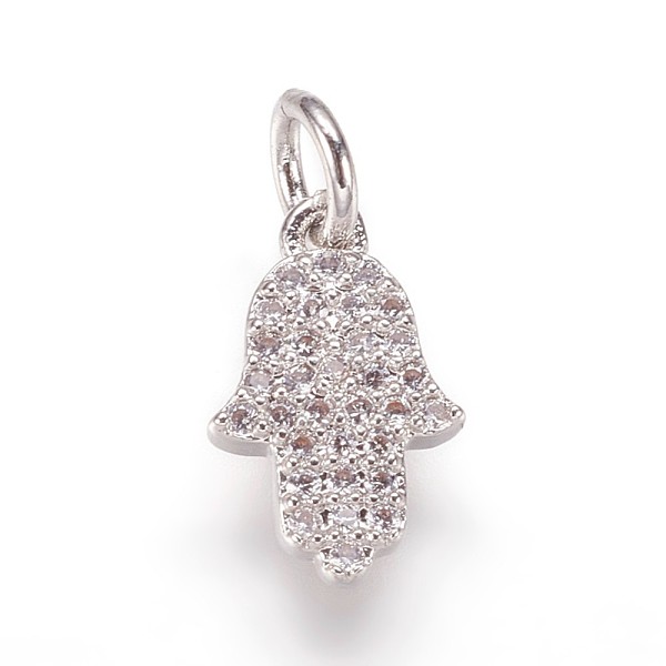 PandaHall Brass Micro Pave Cubic Zirconia Charms Pendants, Hamsa Hand/Hand of Fatima, Platinum, 12.5x8x2mm, Hole: 3mm Brass+Cubic Zirconia..., Clear
PandaHall Brass Micro Pave Cubic Zirconia Charms Pendants, Hamsa Hand/Hand of Fatima, Platinum, 12.5x8x2mm, Hole: 3mm Brass+Cubic Zirconia..., Clear