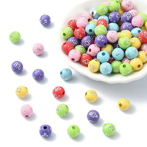 PandaHall Plating Acrylic Beads, Silver Metal Enlaced, Round with Cross, Mixed Color, 8mm, Hole: 2mm Acrylic Round Multicolor
PandaHall Plating Acrylic Beads, Silver Metal Enlaced, Round with Cross, Mixed Color, 8mm, Hole: 2mm Acrylic Round Multicolor