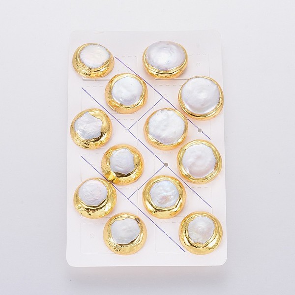 PandaHall Natural Pearl Stud Earrings, with Brass Findings, Brass Ear Nuts, Earring Backs, with Plastic, Flat Round, White, Golden...
PandaHall Natural Pearl Stud Earrings, with Brass Findings, Brass Ear Nuts, Earring Backs, with Plastic, Flat Round, White, Golden...