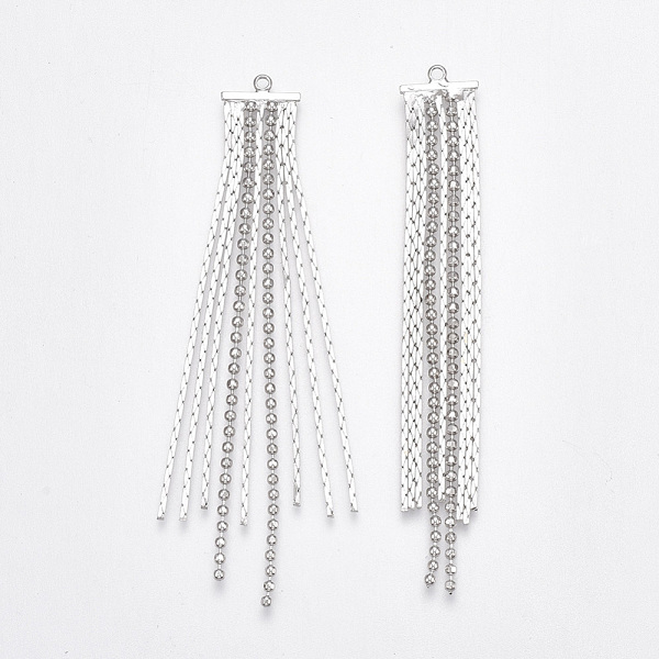 PandaHall Brass Tassel Big Pendants, with Chains, Nickel Free, Real Platinum Plated, 67x10x1.5mm, Hole: 1.4mm Brass
PandaHall Brass Tassel Big Pendants, with Chains, Nickel Free, Real Platinum Plated, 67x10x1.5mm, Hole: 1.4mm Brass