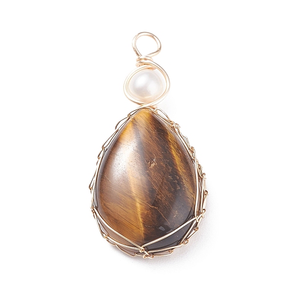 PandaHall Natural Tiger Eye Copper Wire Wrapped Pendants, with Grade A Natural Cultured Freshwater Pearl, Real 18K Gold Plated, Teardrop...
PandaHall Natural Tiger Eye Copper Wire Wrapped Pendants, with Grade A Natural Cultured Freshwater Pearl, Real 18K Gold Plated, Teardrop...
