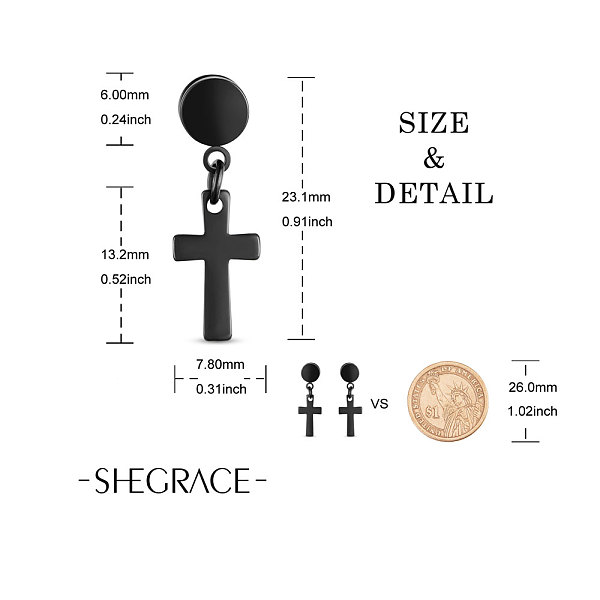 PandaHall SHEGRACE Titanium Steel Barbell Cartilage Earrings, Screw Back Earrings, Cross, Gunmetal, 23.1mm, Cross: 13.2x7.8mm Titanium Steel
PandaHall SHEGRACE Titanium Steel Barbell Cartilage Earrings, Screw Back Earrings, Cross, Gunmetal, 23.1mm, Cross: 13.2x7.8mm Titanium Steel