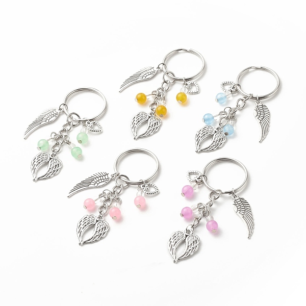 PandaHall Natural & Dyed Malaysia Jade Keychain, with Tibetan Style Alloy Pendants and Iron Split Key Rings, Wing & Feather & Heart, Antique..., Multicolor
PandaHall Natural & Dyed Malaysia Jade Keychain, with Tibetan Style Alloy Pendants and Iron Split Key Rings, Wing & Feather & Heart, Antique..., Multicolor