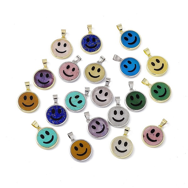 PandaHall Natural & Synthetic Mixed Gemstone Pendants, Flat Round with Smiling Face Charms, with Rack Plating Platinum & Golden Tone Brass...
PandaHall Natural & Synthetic Mixed Gemstone Pendants, Flat Round with Smiling Face Charms, with Rack Plating Platinum & Golden Tone Brass...