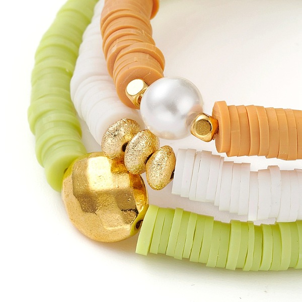PandaHall 3Pcs 3 Styles Polymer Clay Heishi Beads Stretch Bracelets Sets, Stackable Bracelets, with Alloy Beads, Brass Beads and Glass Pearl..., Multicolor
PandaHall 3Pcs 3 Styles Polymer Clay Heishi Beads Stretch Bracelets Sets, Stackable Bracelets, with Alloy Beads, Brass Beads and Glass Pearl..., Multicolor