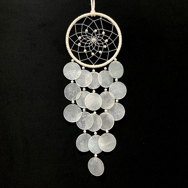 PandaHall Woven Net/Web with Shell Wind Chime, Polyester Door Wall Pendant Decoration, Round, 450mm Shell Round
PandaHall Woven Net/Web with Shell Wind Chime, Polyester Door Wall Pendant Decoration, Round, 450mm Shell Round