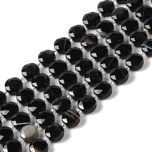 PandaHall Natural Black Agate Bead Strands, Faceted Hexagon Cut Coin Beads, Flat Round, 10~10.5x10.5~11x5.5~6mm, Hole: 1mm, about...
PandaHall Natural Black Agate Bead Strands, Faceted Hexagon Cut Coin Beads, Flat Round, 10~10.5x10.5~11x5.5~6mm, Hole: 1mm, about...