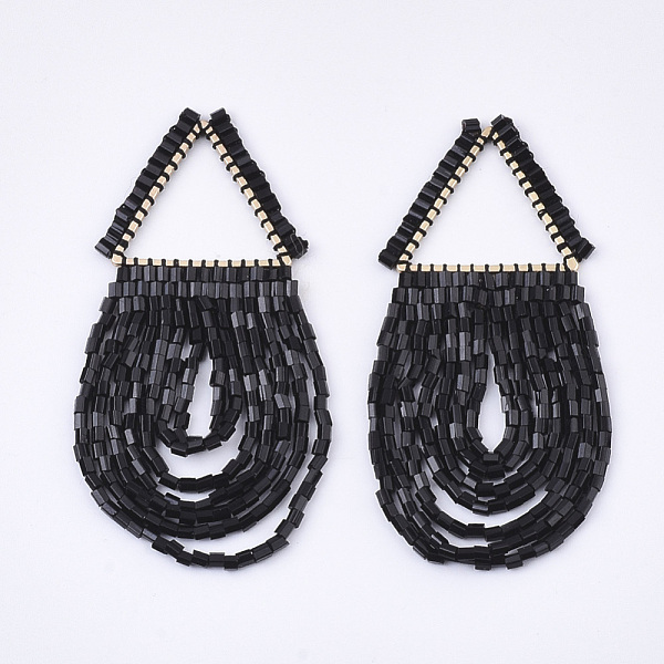 PandaHall Tassel Big Pendants, with Glass Beads and Golden Plated Brass Findings, Triangle, Black, 62~70x27~28mm, Hole: 20x17.5mm Glass...
PandaHall Tassel Big Pendants, with Glass Beads and Golden Plated Brass Findings, Triangle, Black, 62~70x27~28mm, Hole: 20x17.5mm Glass...
