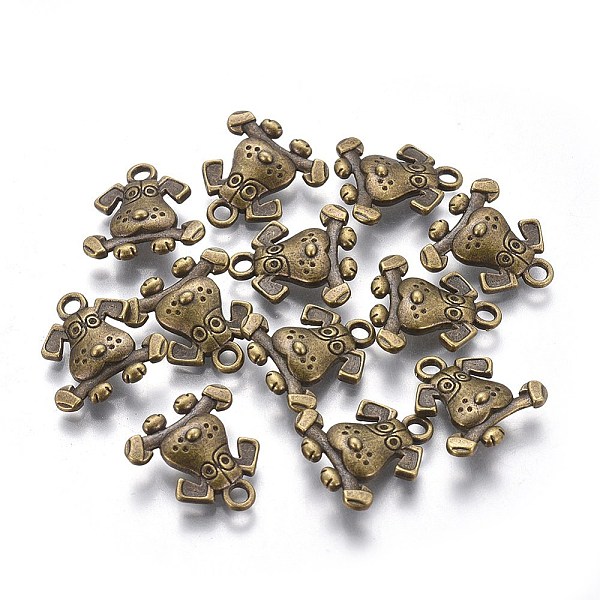 PandaHall Tibetan Style Pendants, Lead Free & Nickel Free, Dog, Antique Bronze, 16x15x3.5mm, Hole: 2mm Alloy Dog
