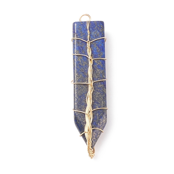 PandaHall Natural Lapis Lazuli Big Pendants, with Light Gold Tone Copper Wire Wrapped, Dyed, Sword, 61~63x13.5~15x7.5~8mm, Hole: 3.5mm Lapis...
PandaHall Natural Lapis Lazuli Big Pendants, with Light Gold Tone Copper Wire Wrapped, Dyed, Sword, 61~63x13.5~15x7.5~8mm, Hole: 3.5mm Lapis...