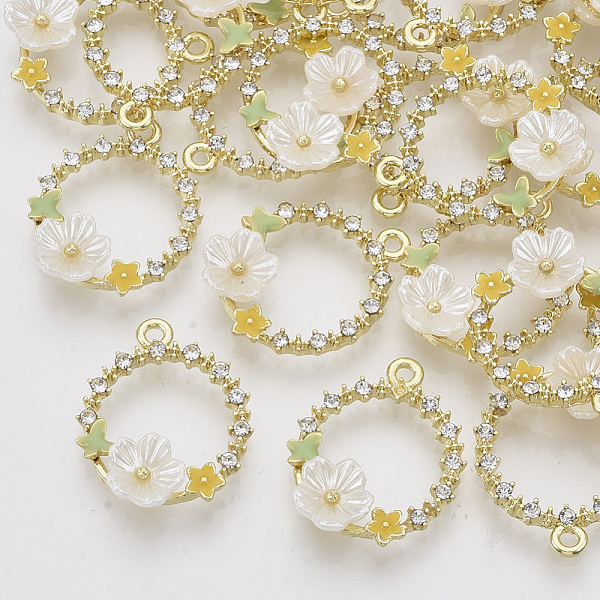 PandaHall Alloy Enamel Pendants, with Acrylic and Crystal Rhinestone, Round Ring with Flower, Light Gold, Colorful, 22~23x18.5x5mm, Hole..., Clear
PandaHall Alloy Enamel Pendants, with Acrylic and Crystal Rhinestone, Round Ring with Flower, Light Gold, Colorful, 22~23x18.5x5mm, Hole..., Clear