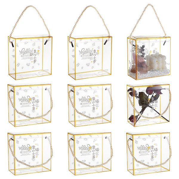 PandaHall Transparent PET Candy Gift Boxes, Goodies Storage Case with Rope Handle, Square, Gold, 14x7x14cm Plastic Square Gold
PandaHall Transparent PET Candy Gift Boxes, Goodies Storage Case with Rope Handle, Square, Gold, 14x7x14cm Plastic Square Gold
