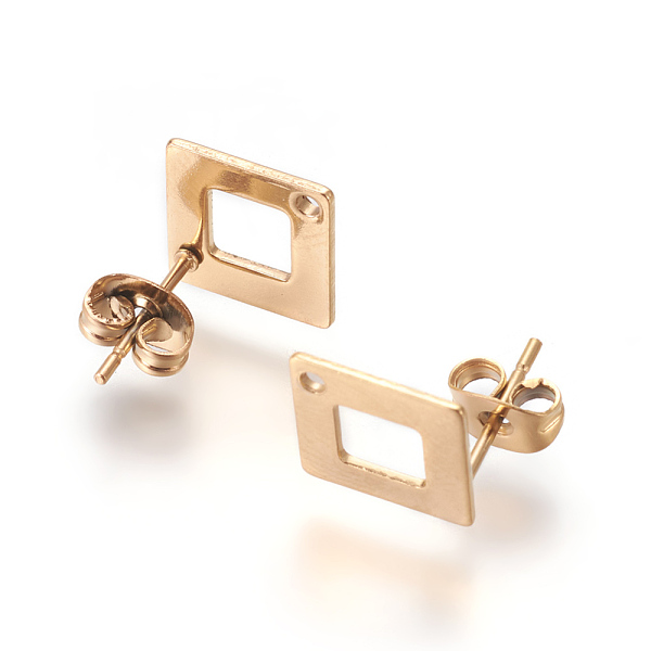 PandaHall Ion Plating(IP) 304 Stainless Steel Stud Earring Findings for Dangle Charms, Rhombus, Golden, Rhombus: 13.5x13.5mm, Hole: 1.2mm...
PandaHall Ion Plating(IP) 304 Stainless Steel Stud Earring Findings for Dangle Charms, Rhombus, Golden, Rhombus: 13.5x13.5mm, Hole: 1.2mm...