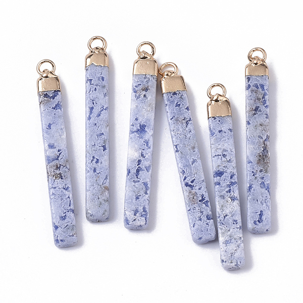PandaHall Top Golden Plated Natural Sodalite Pendants, with Golden Tone Iron Loops, Bar, 44~45x5.5x3mm, Hole: 2mm Sodalite Rectangle
PandaHall Top Golden Plated Natural Sodalite Pendants, with Golden Tone Iron Loops, Bar, 44~45x5.5x3mm, Hole: 2mm Sodalite Rectangle