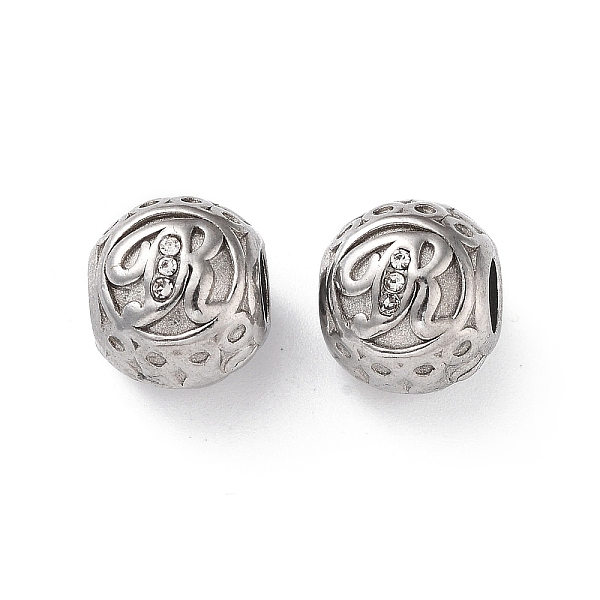PandaHall 304 Stainless Steel Rhinestone European Beads, Round Large Hole Beads, Real 18K Gold Plated, Round with Letter, Letter R, 11x10mm..., Clear
PandaHall 304 Stainless Steel Rhinestone European Beads, Round Large Hole Beads, Real 18K Gold Plated, Round with Letter, Letter R, 11x10mm..., Clear