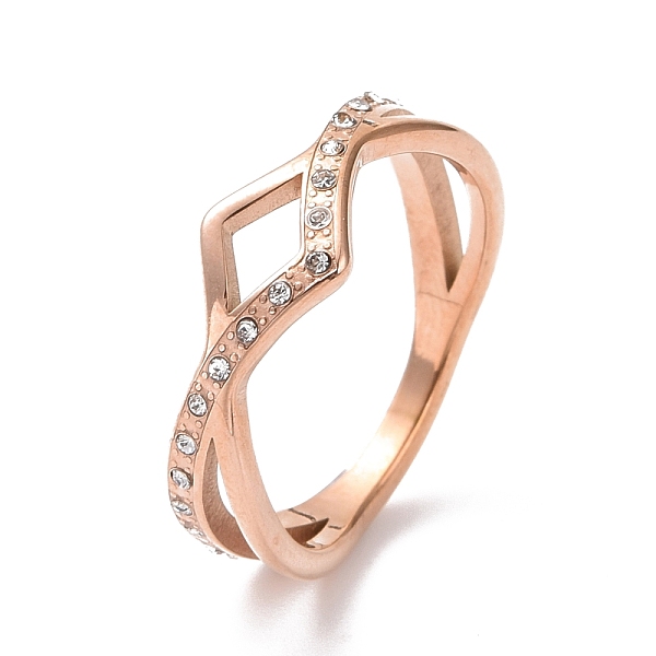 PandaHall Crystal Rhinestone Wave Finger Ring, Ion Plating(IP) 304 Stainless Steel Jewelry for Women, Rose Gold, US Size 7(17.3mm) Stainless..., Clear
PandaHall Crystal Rhinestone Wave Finger Ring, Ion Plating(IP) 304 Stainless Steel Jewelry for Women, Rose Gold, US Size 7(17.3mm) Stainless..., Clear