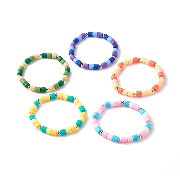 PandaHall Handmade Polymer Clay Column Beads Stretch Bracelets, with Brass Beads, Mixed Color, Inner Diameter: 2~2-1/8 inch(5.15~5.25cm)..., Multicolor
PandaHall Handmade Polymer Clay Column Beads Stretch Bracelets, with Brass Beads, Mixed Color, Inner Diameter: 2~2-1/8 inch(5.15~5.25cm)..., Multicolor