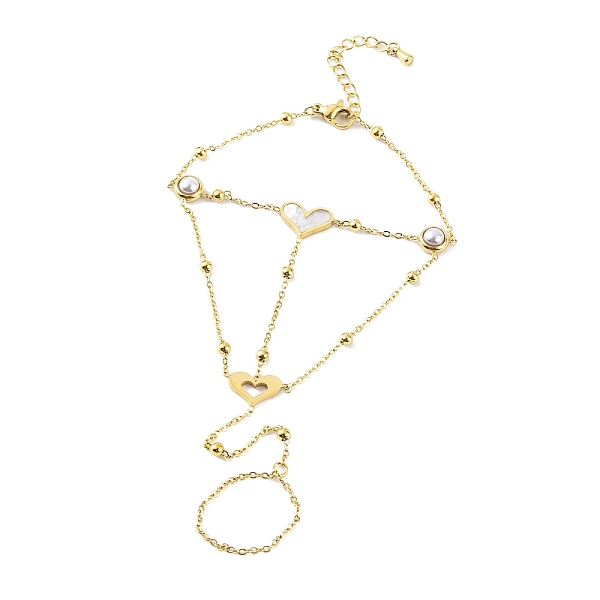 PandaHall Ion Plating(IP) 304 Stainless Steel & Synthetic Shell Ring Bracelets, Cabel Chain Bracelets with Rings, Golden, Heart, 6-3/4 inch..., White
PandaHall Ion Plating(IP) 304 Stainless Steel & Synthetic Shell Ring Bracelets, Cabel Chain Bracelets with Rings, Golden, Heart, 6-3/4 inch..., White