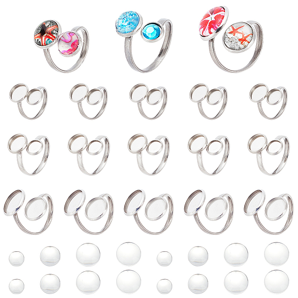 PandaHall DIY Blank Dome Cuff Ring Making Kit, Including Stainless Steel Ring Settings, Glass Cabochons, Stainless Steel Color, 54Pcs/box...
PandaHall DIY Blank Dome Cuff Ring Making Kit, Including Stainless Steel Ring Settings, Glass Cabochons, Stainless Steel Color, 54Pcs/box...