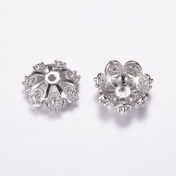 PandaHall Brass Micro Pave Cubic Zirconia Bead Cap, Cadmium Free & Lead Free, Multi-Petal, Platinum, 12x4mm, Hole: 1mm Brass+Cubic Zirconia..., Clear
PandaHall Brass Micro Pave Cubic Zirconia Bead Cap, Cadmium Free & Lead Free, Multi-Petal, Platinum, 12x4mm, Hole: 1mm Brass+Cubic Zirconia..., Clear