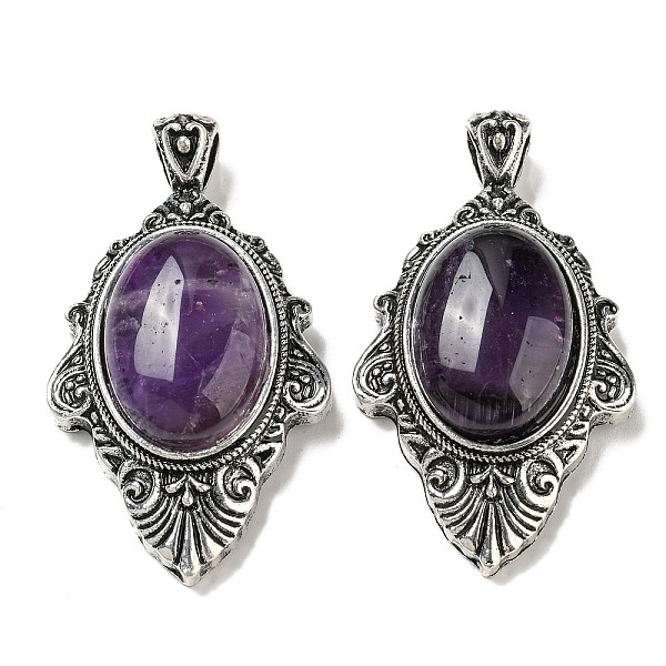 PandaHall Natural Amethyst Big Pendants, Antique Silver Plated Alloy Oval Charms, 55x31.5x13mm, Hole: 7x5mm Amethyst Oval
PandaHall Natural Amethyst Big Pendants, Antique Silver Plated Alloy Oval Charms, 55x31.5x13mm, Hole: 7x5mm Amethyst Oval