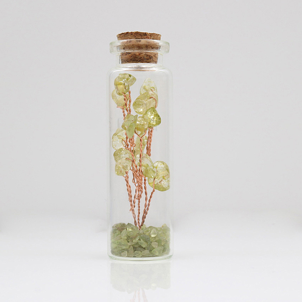 PandaHall Glass Wishing Bottle Decorations, with Peridot Chips Tree Inside and Cork Stopper, 22x74mm Peridot Bottle Clear
PandaHall Glass Wishing Bottle Decorations, with Peridot Chips Tree Inside and Cork Stopper, 22x74mm Peridot Bottle Clear