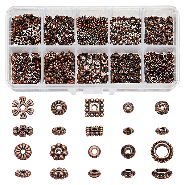 PandaHall 500Pcs 10 Styles Tibetan Style Alloy Spacer Beads, Flat Round & Square % Bicone, Mixed Shapes, Red Copper, 5~8x7x2~6mm, hole...
PandaHall 500Pcs 10 Styles Tibetan Style Alloy Spacer Beads, Flat Round & Square % Bicone, Mixed Shapes, Red Copper, 5~8x7x2~6mm, hole...