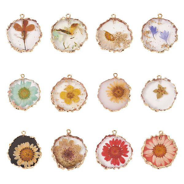 PandaHall 12Pcs 12 Styles Inner Dried Flower Resin Pendants, Flat Round Charms with Light Gold Plated Brass Edge and Iron Loops, Mixed..., Multicolor
PandaHall 12Pcs 12 Styles Inner Dried Flower Resin Pendants, Flat Round Charms with Light Gold Plated Brass Edge and Iron Loops, Mixed..., Multicolor
